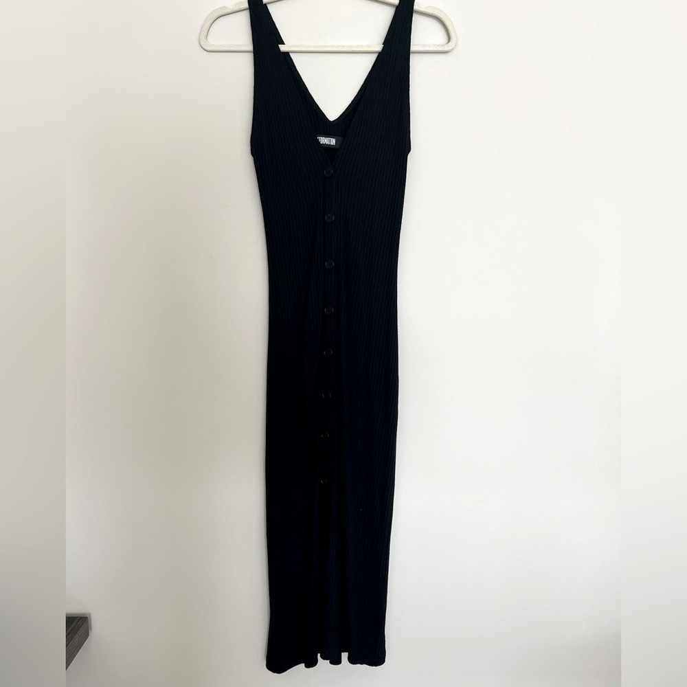 Reformation Ribbed Button-Down Maxi Dress